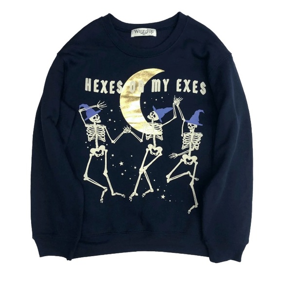 Wound Up “Hexes On My Exes” women’s graphic fleece sweatshirt, size: M(7-9) - Picture 2 of 3